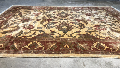 6'6"x9'6'' Hand-Knotted Indian Wool Pile Handmade Area Rug - Carpet