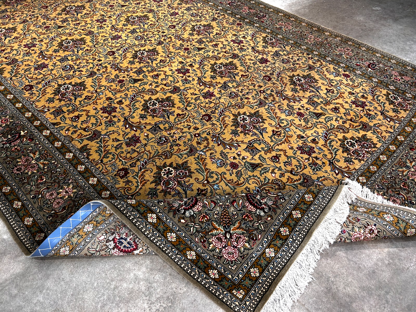 7'x11'6" Very Fine Hand-Knotted Wool & Silk Qume Rug