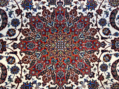 6'9"x9'10" Extra Fine Hand-Knotted Wool & Silk Isfahane Seirafian Rug