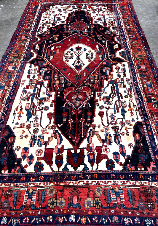 5'1" x 10'10'' Hand-Knotted 100% Lamb Wool Carpet - Nahavande Area Rug