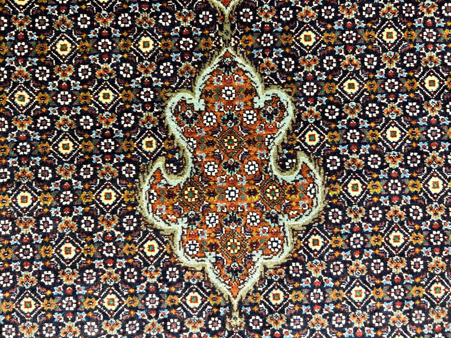 6'8"x10'3" Fine Hand-Knotted Wool & Silk Blend Tabrize Mahi Carpet - Area Rug