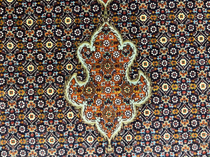 6'8"x10'3" Fine Hand-Knotted Wool & Silk Blend Tabrize Mahi Carpet - Area Rug