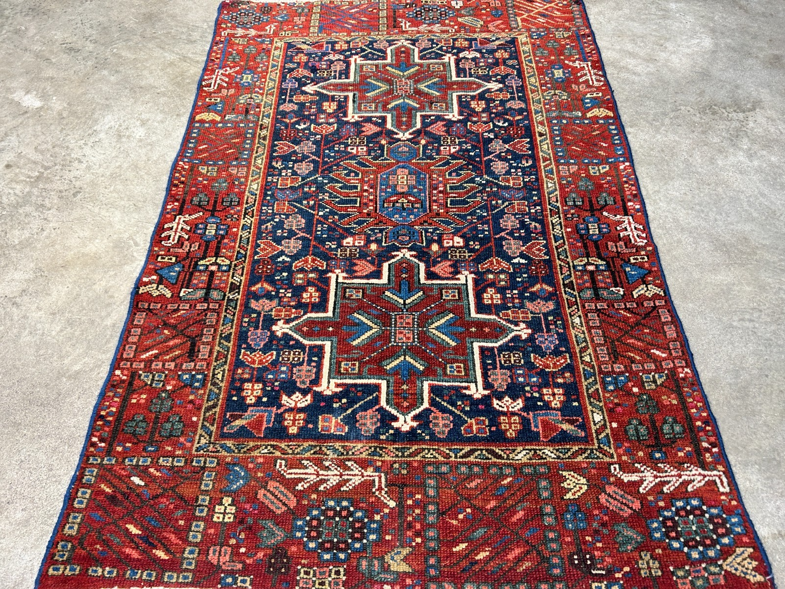 3'x4'6" Antique Hand-Knotted 100% Wool Pile Karaja Rug