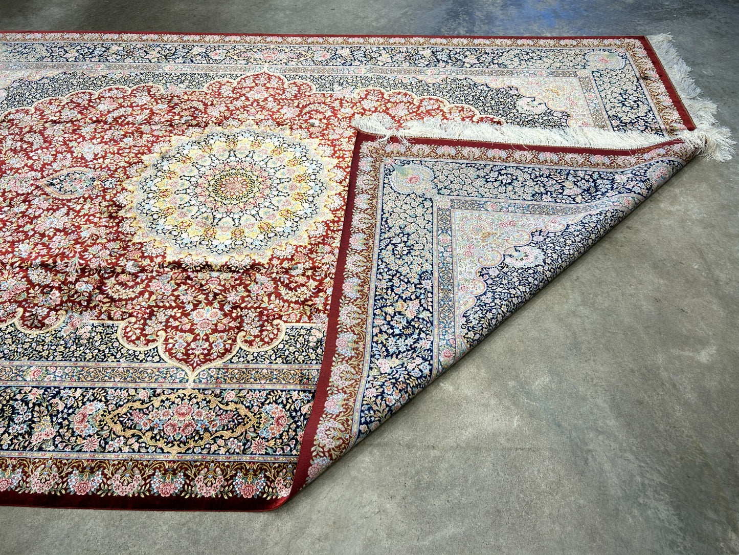 6'5"x9'10" Exquisite Hand-Knotted 100% Silk Qume Rug