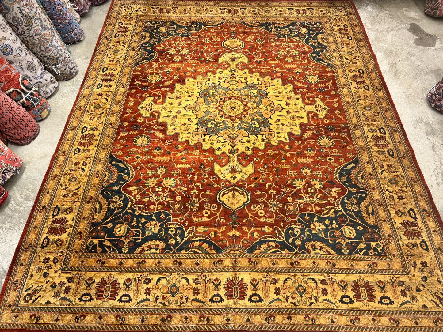 11'11"x15'5" Hand-Knotted 100% Wool Pile Herize Area Rug - Carpet