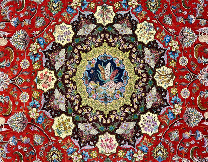 Collector Item - 10'9"x14'8" Hand-Knotted Wool & Silk Tabrize Area Rug