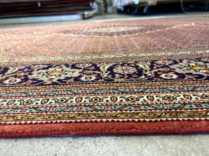 6'8"x10'1" Fine Hand-Knotted Wool & Silk Blend Tabrize Mahi Carpet - Area Rug
