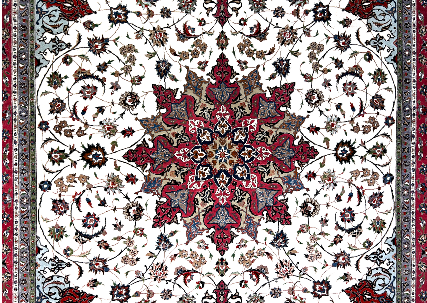 8'2"x11'5'' Very Fine Hand-Knotted Silk & Wool Tabrize Area Rug - Carpet