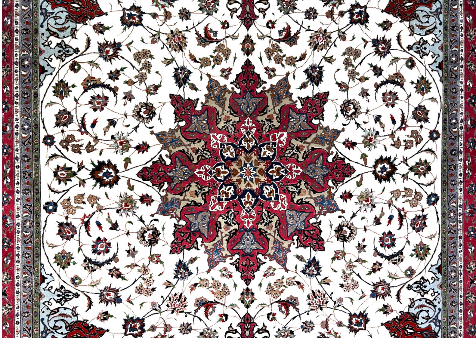 8'2"x11'5'' Very Fine Hand-Knotted Silk & Wool Tabrize Area Rug - Carpet