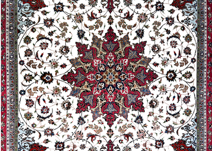 8'2"x11'5'' Very Fine Hand-Knotted Silk & Wool Tabrize Area Rug - Carpet