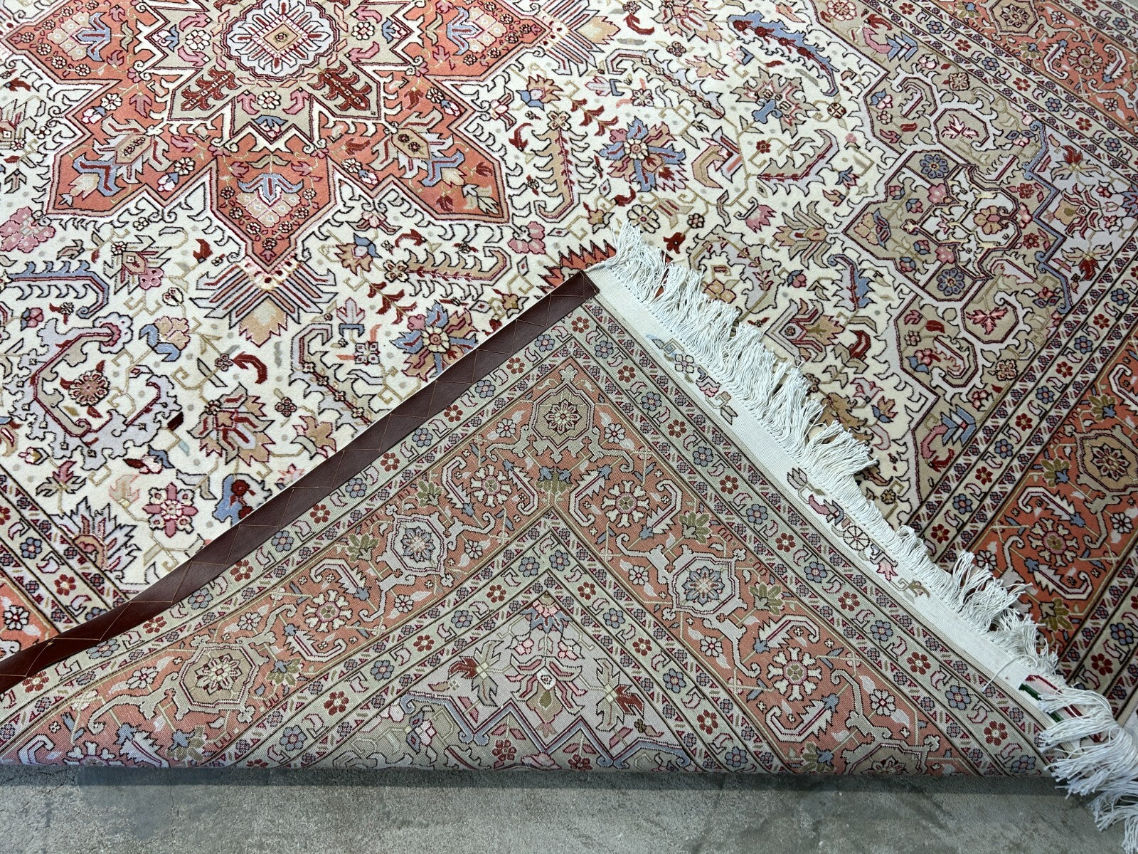 6'7"x9'10" Fine Hand-Knotted Wool & Silk Blend Tabrize Herize Carpet - Area Rug
