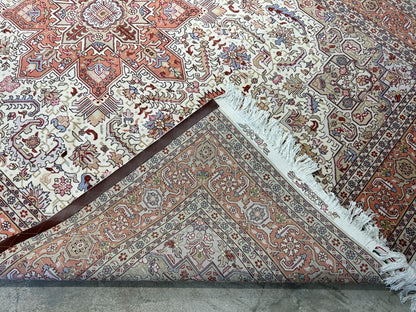 6'7"x9'10" Fine Hand-Knotted Wool & Silk Blend Tabrize Herize Carpet - Area Rug