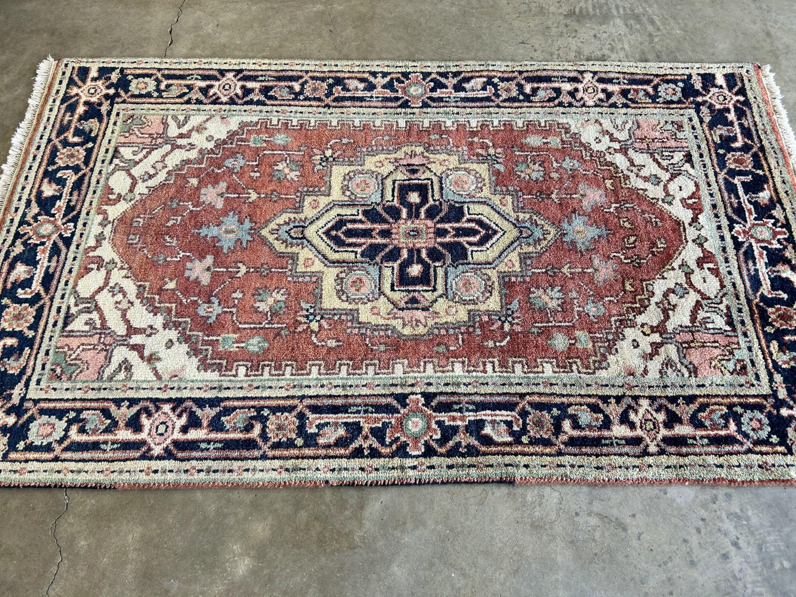3'x5' Hand-Knotted 100% Wool Pile IndoSerapi Rug