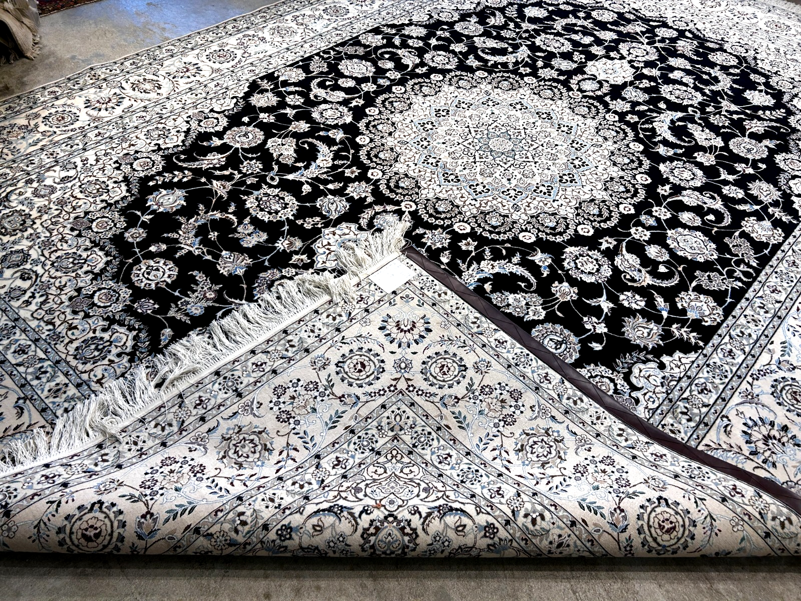  8'3"x11'10'' Very Fine Silk & Wool Habibian Naine Area Rug - Area Carpet