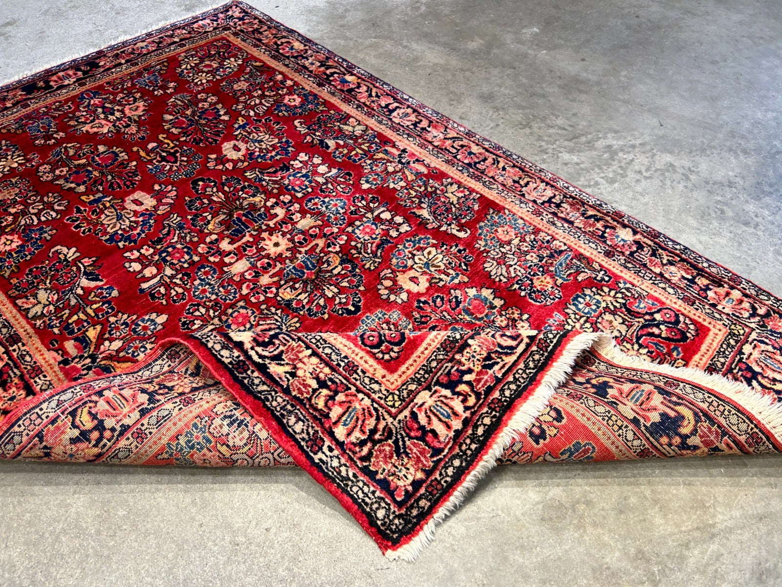 3'3"x4'11" Antique Hand-Knotted 100% Wool Pile Sarouke Rug