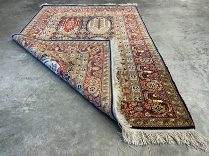 3'x4'5" Exquisite Fine Hand-Knotted 100% Silk Hereke Area Rug