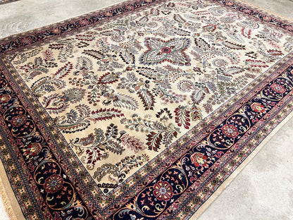 9'1"x12'1" Hand-Knotted 100% Lamb Wool Sarouke Design Carpet - Area Rug