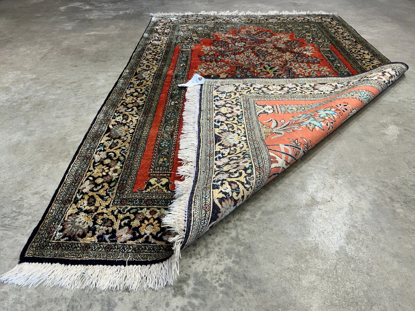 3'3"x5'7" Exquisite Fine Hand-Knotted 100% Silk Tree of Life Area Rug