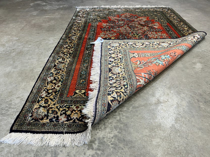 3'3"x5'7" Exquisite Fine Hand-Knotted 100% Silk Tree of Life Area Rug