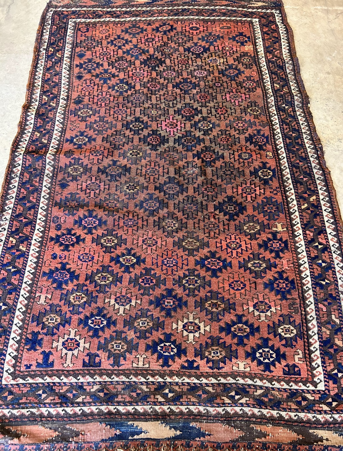 3'5"x5'9" Antique Hand-Knotted 100% Wool Senneh Area Rug - Carpet