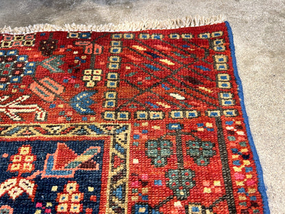 3'x4'6" Antique Hand-Knotted 100% Wool Pile Karaja Rug