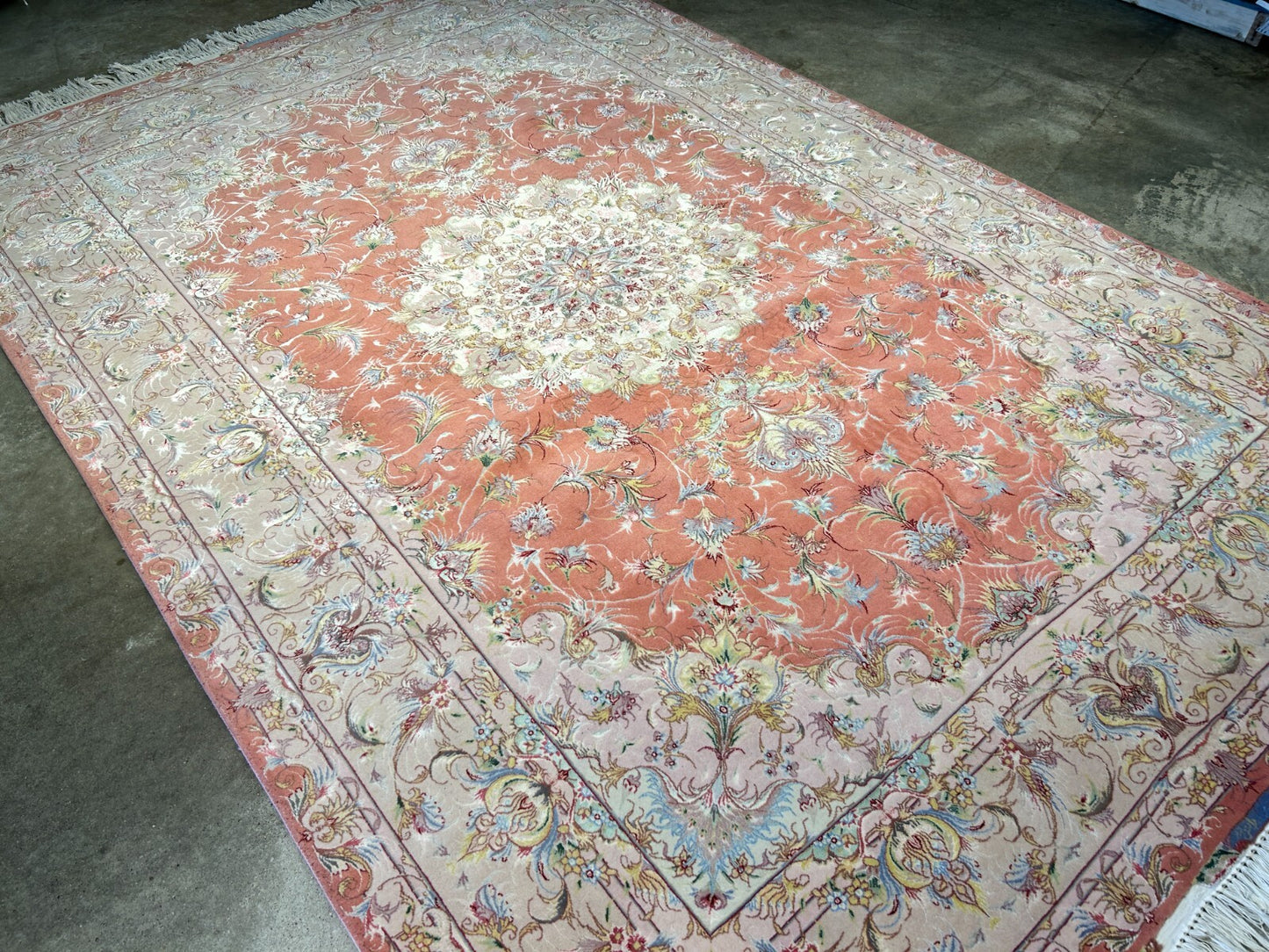 6'7"x9'9" Fine Hand-Knotted Wool & Silk Blend Tabrize Carpet - Area Rug