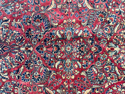 9'3"x12'7" Antique Fine Lamb Wool Sarouke Rug Hand-knotted Carpet