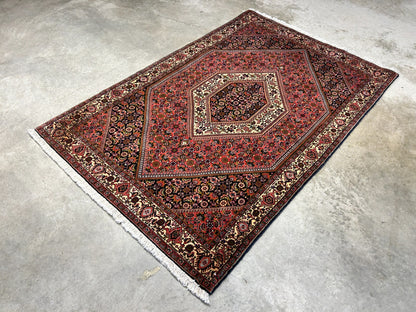 3'8"x5'7" Hand-Knotted 100% Wool Bidjare Carpet - Area Rug
