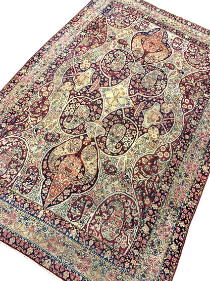 4'5" x 6'6'' Antique Hand-Knotted 100% Wool Ravare Kermane Rug