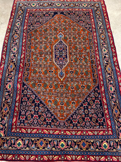 4'8"x7'2" Hand-Knotted 100% Wool Pile Bidjare Area Rug - Carpet
