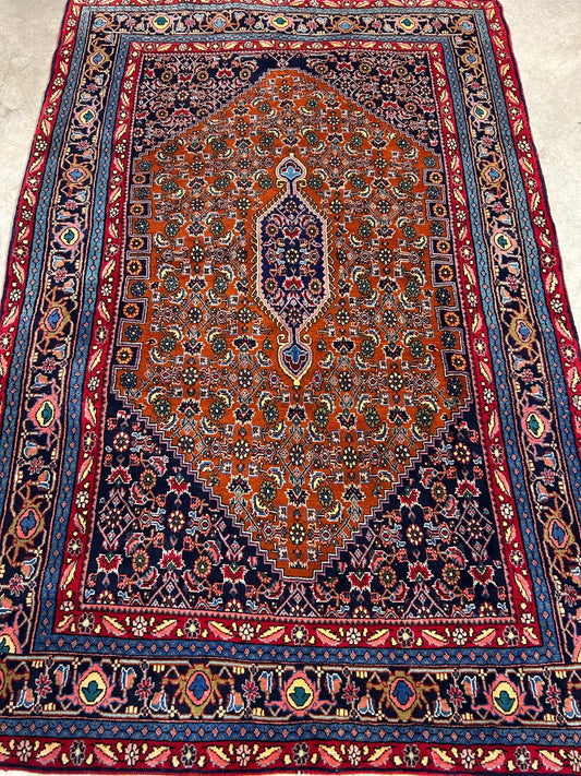 4'8"x7'2" Hand-Knotted 100% Wool Pile Bidjare Area Rug - Carpet