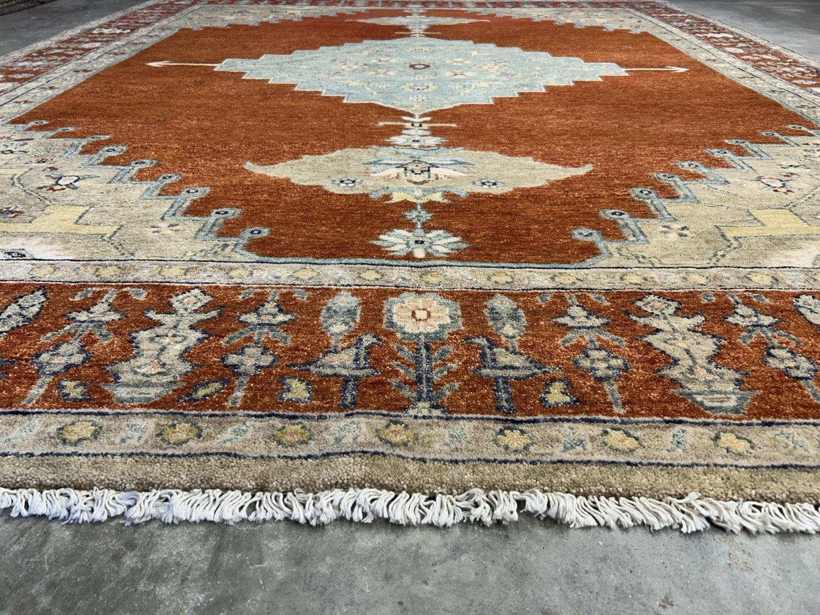 7’10”x9’11” Hand-Knotted 100% Wool Pile Indoserapi Area Rug - Carpet