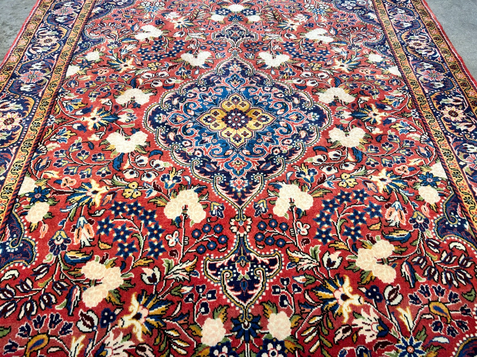 Rare Antique _ 3'4"x4'9" Hand-Knotted 100% Wool Pile Sarouke Josan Area Rug