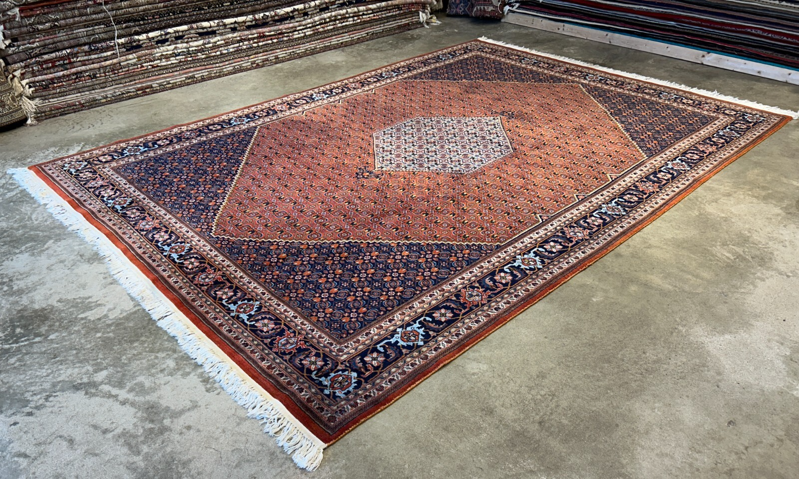 8'6"x12' Hand-Knotted 100% Wool Pile IndoBijar Rug