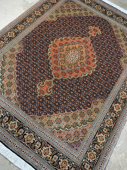 5'x6'10" Fine Hand-Knotted Wool & Silk Blend Tabrize Mahi Carpet - Area Rug