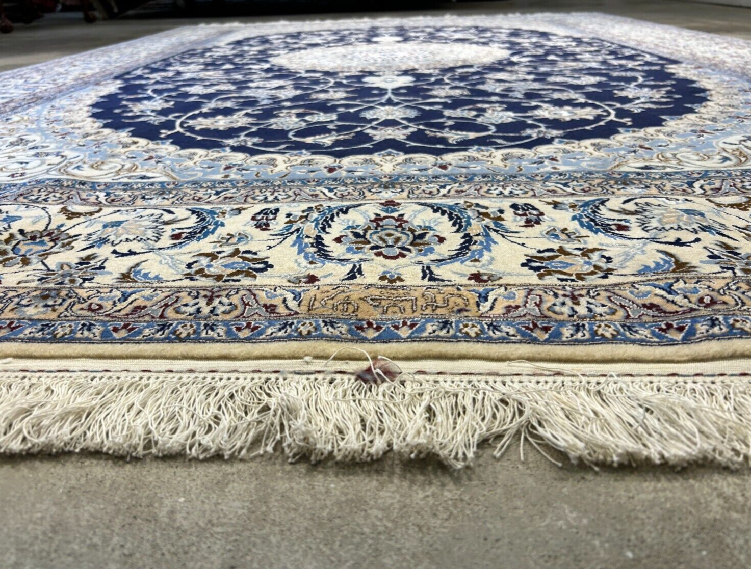 6'9"x9'10" Very Fine Hand-Knotted Wool & Silk Blend Naine Carpet - Area Rug