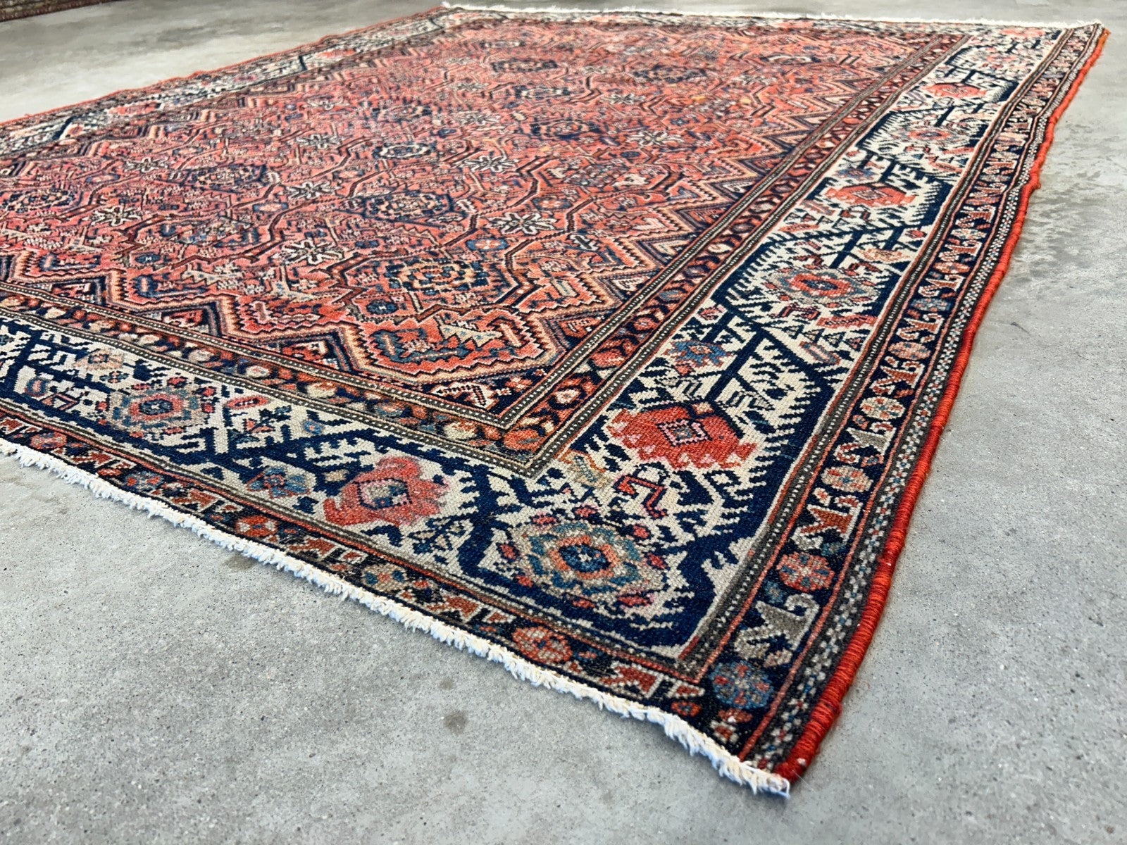 5'1"x6'1" Antique Hand-Knotted 100% Wool Pile Sennehe Area Rug - Carpet