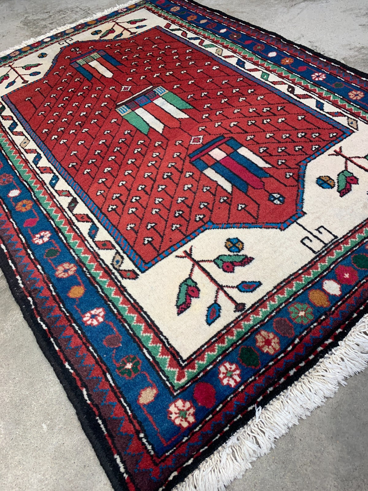 3'5"x4'9'' Hand-Knotted 100% Wool Pile Hamadane Area Rug - Carpet