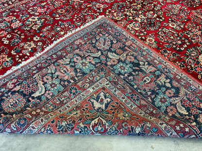 8'10"x12'2" Antique Fine Lamb Wool Sarouke Rug Hand-knotted Carpet