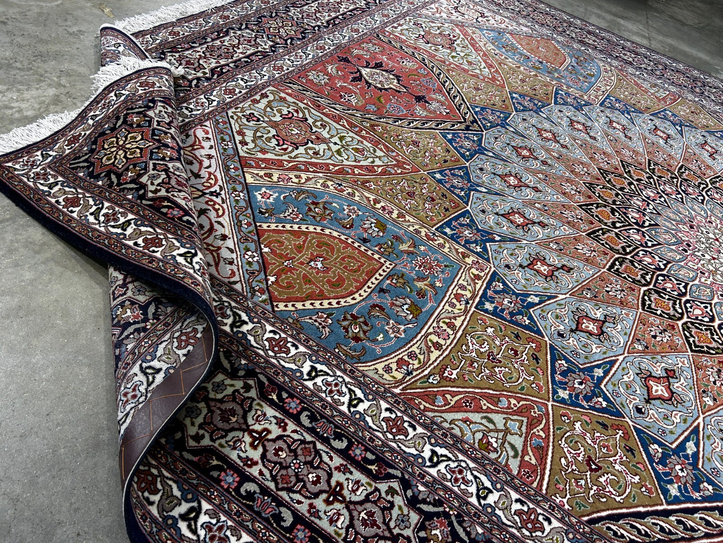 8'3"x10'5" Very Fine Hand-Knotted Wool & Silk Tabrize Rug