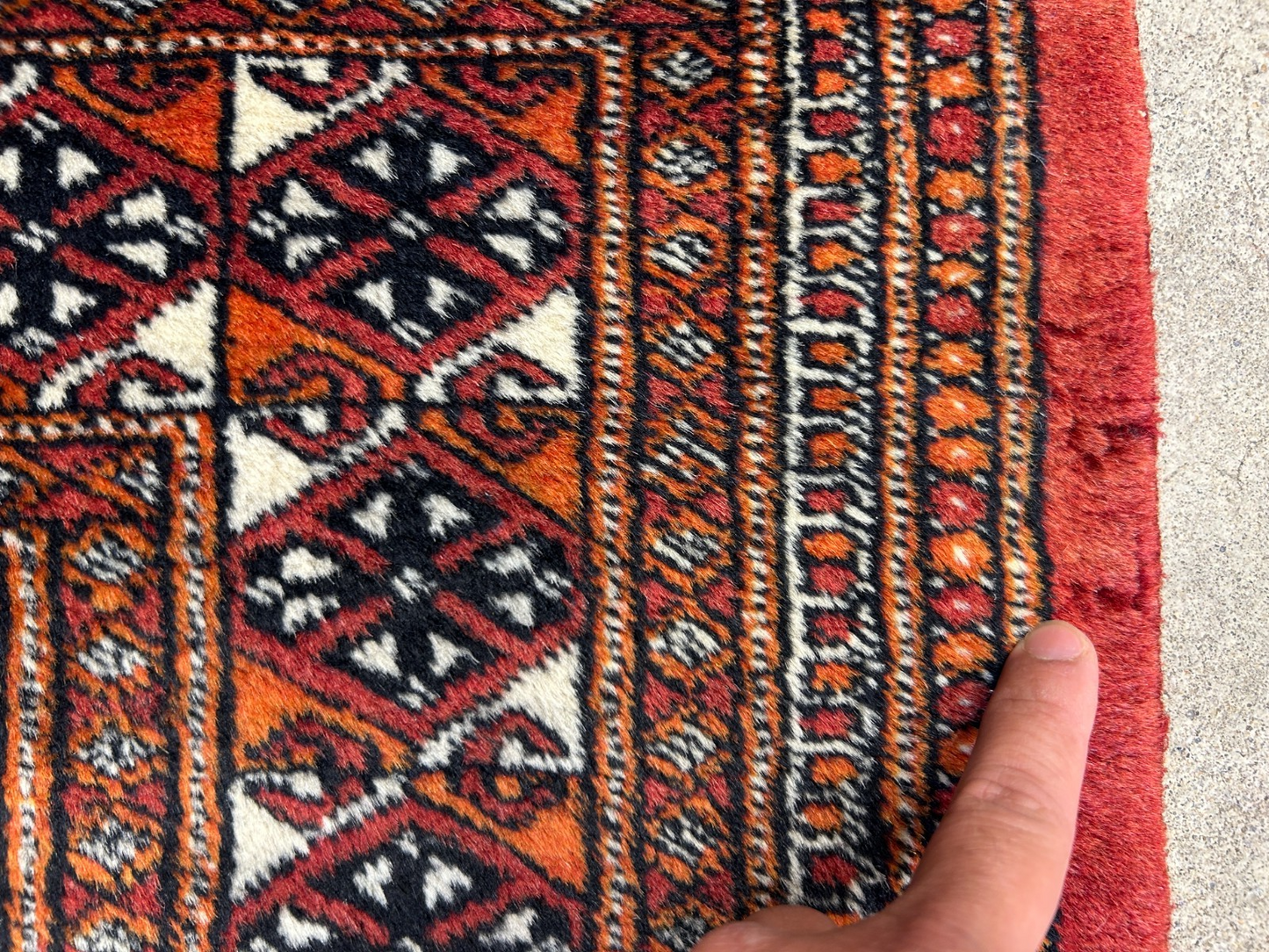 4'2"x6' Hand-Knotted 100% Wool Bokhara Area Rug - Carpet