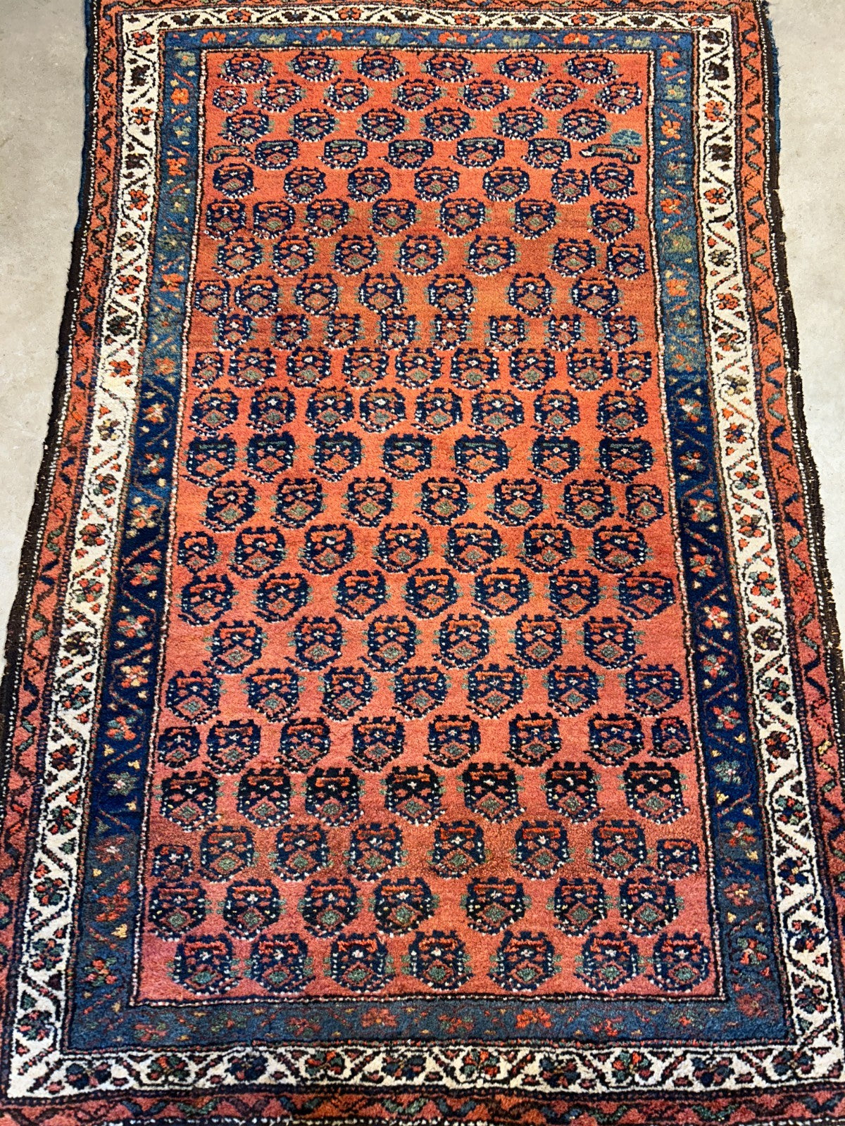 3'9"x5'9" Antique Hand-Knotted 100% Wool Pile Hamadane Area Rug - Carpet