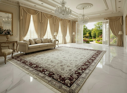 9'x12' Hand-Knotted Wool & Silk Pile Sinopersian Carpet - Area Rug