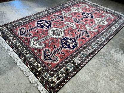 6'2"x9'0" Hand-Knotted 100% Wool Pile Indian Serapi Carpet - Area Rug