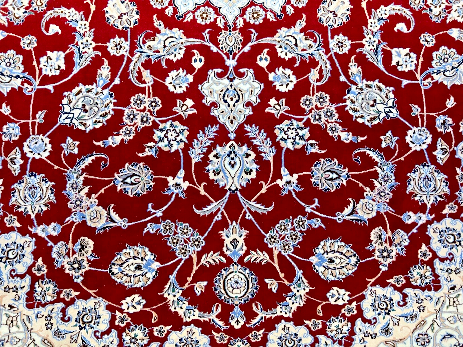 6'7"x9'6" Fine Hand-Knotted Wool & Silk Naine Rug - Area Carpet