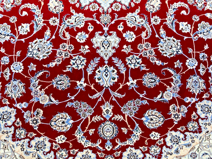 6'7"x9'6" Fine Hand-Knotted Wool & Silk Naine Rug - Area Carpet