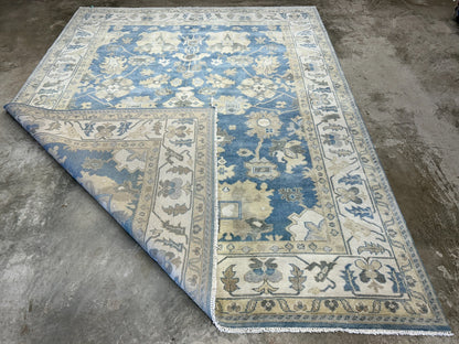 9'1"x12'2" Hand-Knotted 100% Wool Pile Oushak Rug