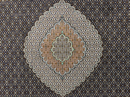 6'8"x10' Fine Hand-Knotted Wool & Silk Oriental Tabrize Rug - Area Carpet