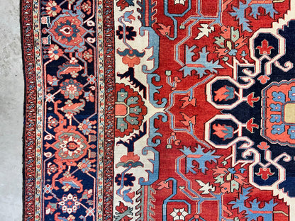 Collector Item - 9'x11'6" Hand-Knotted 100% Wool Pile Serapie Carpet - Area Rug