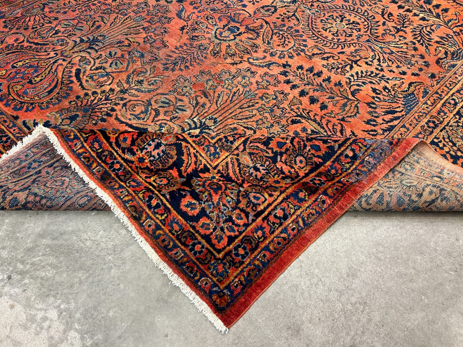 9'3"x12'7" Antique Fine Lamb Wool Sarouke Rug Hand-knotted Carpet